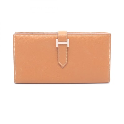 エルメス HERMES ベアンスフレ ゴールド 二つ折り長財布 財布 レザー ヴォーエプソン ヴォーエプソン ゴールド T刻印(2015年製造) レディース ブラウン系 【中古】