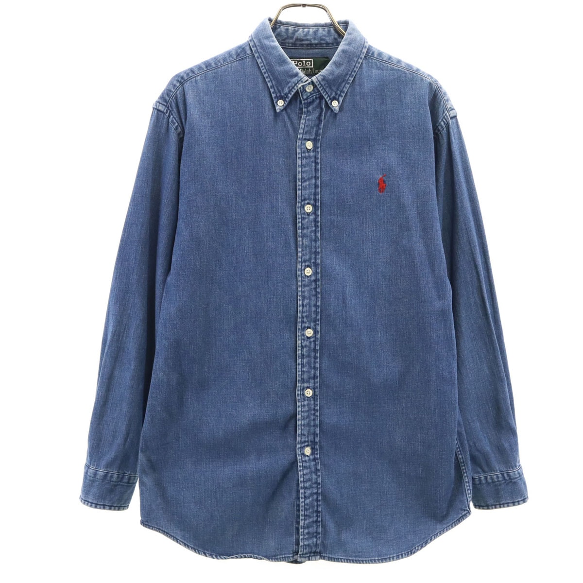 Polo by Ralph Lauren ポロバイラルフローレン 80s ヴィンテージ 緑タグ ボーイズ 長袖 ダンガリーデニム ボタンダウンシャツ 160