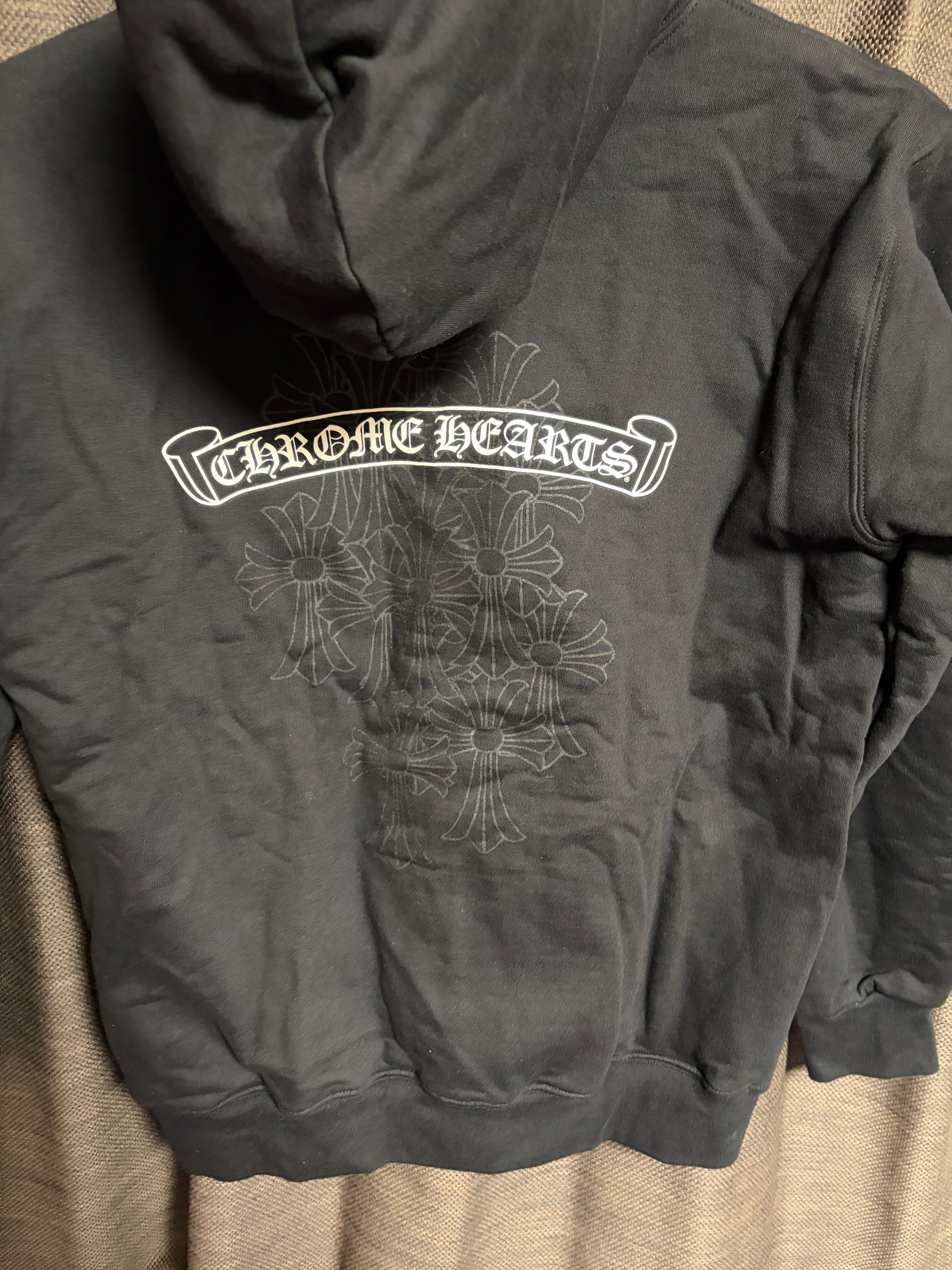 Chrome Hearts Cemetery Scroll Label Zip Up Hoodie "Black"
