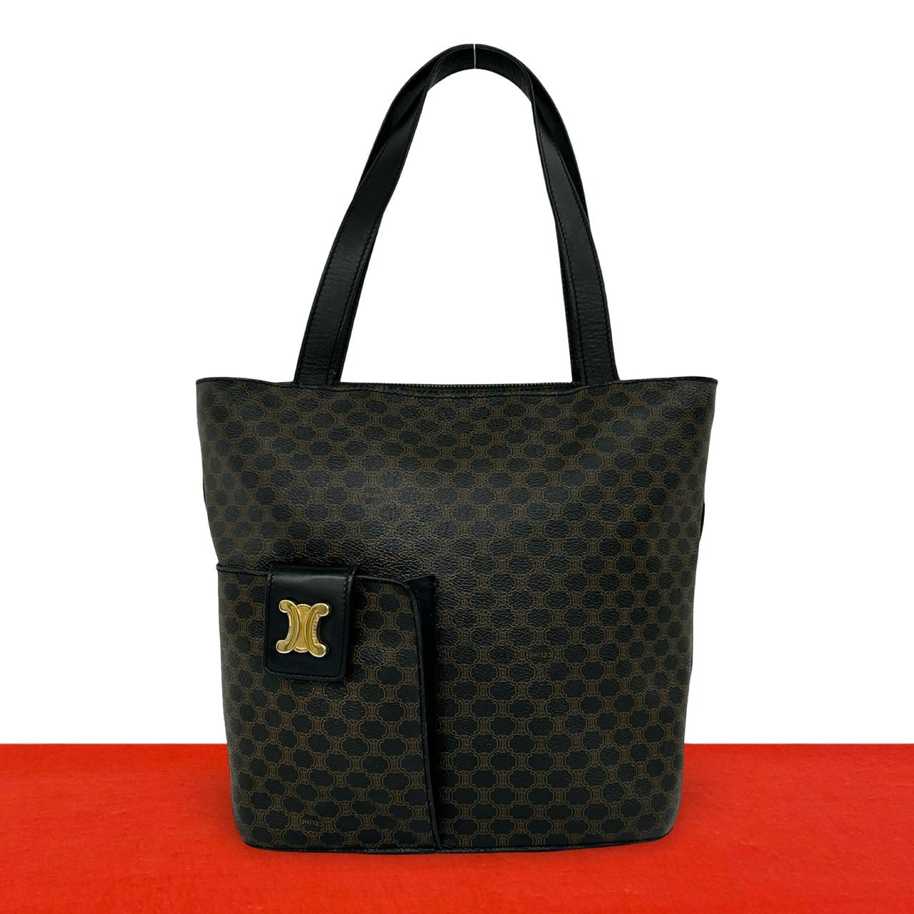 CELINE セリーヌ マカダム ブラゾン 柄 トリオンフ レザー PVC トートバッグ ブラウン
19481