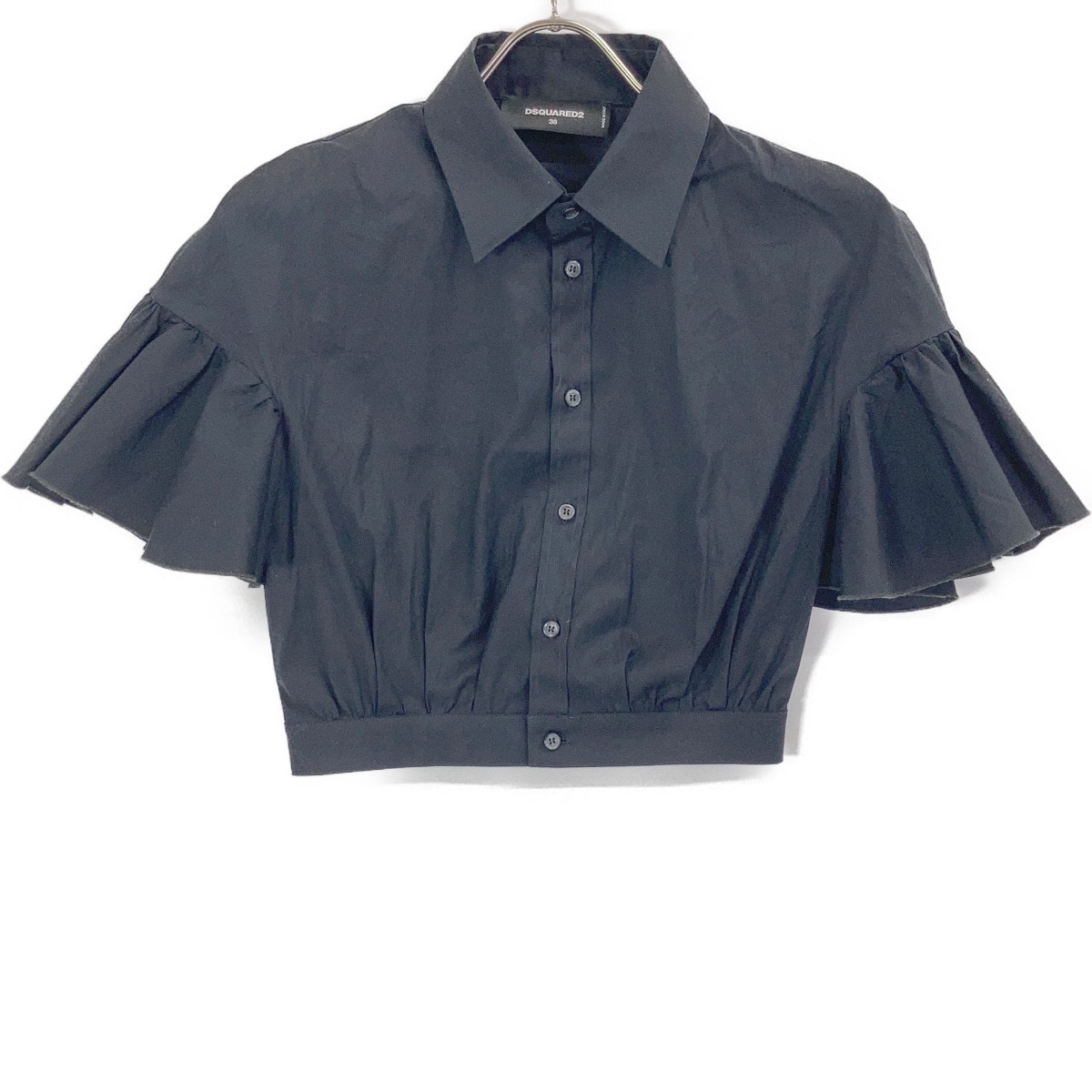 ディースクエアード 23年製 S75DL0830 ブラック ベルスリーブ ショートスリーブシャツ 38