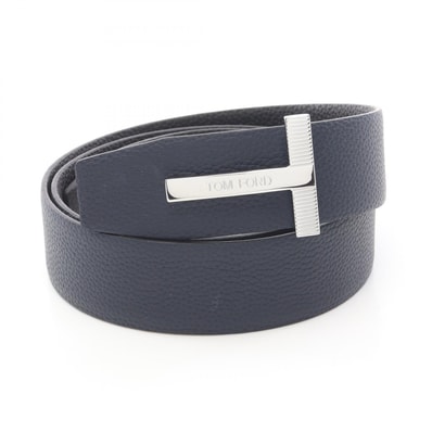 トムフォード TOM FORD T ICON シルバー金具 リバーシブル ベルト 衣料品 レザー メンズ ブラック系 / ネイビー系 【中古】