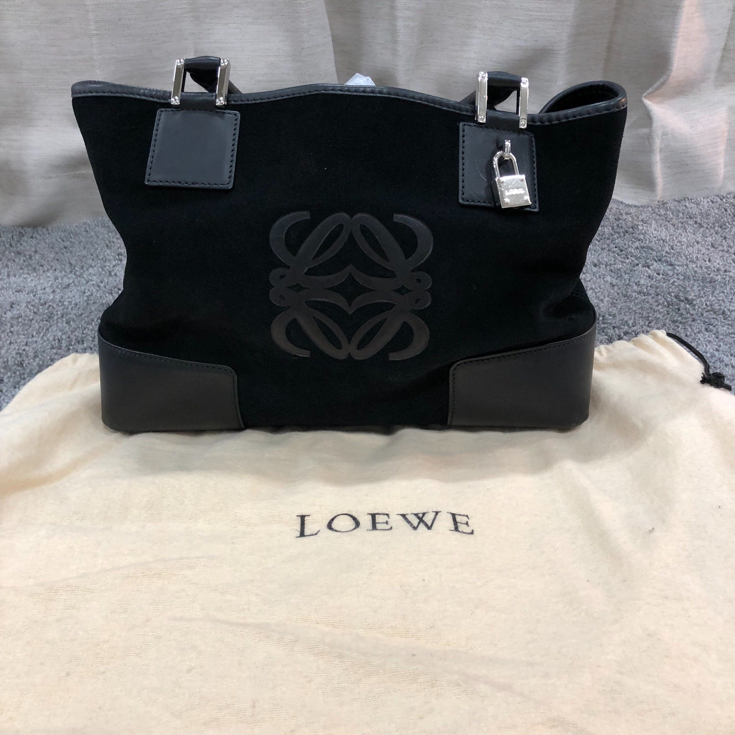 LOEWE Anagram Suede Handbag "Black"
