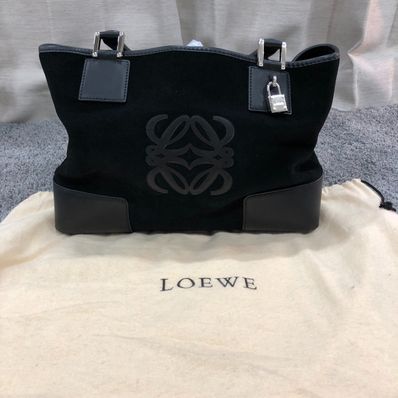 LOEWE Anagram Suede Handbag "Black"