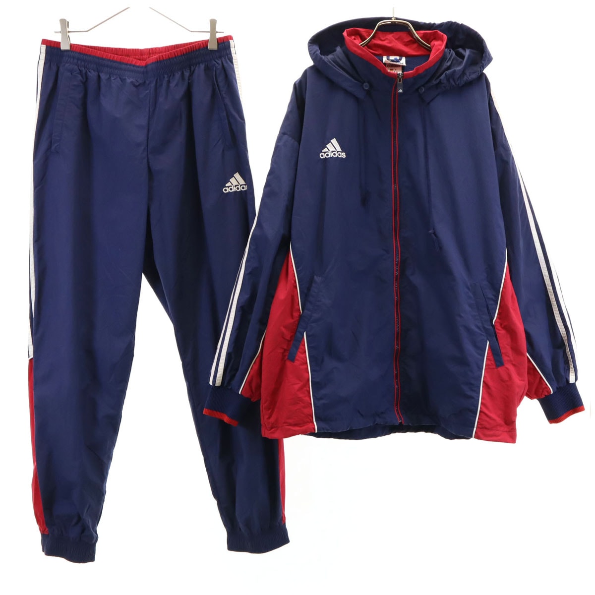 adidas アディダス 日本製 トレーニング ナイロンジャケット 上下セットアップ O ネイビー系