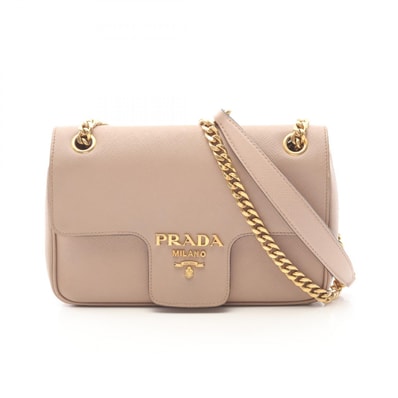 プラダ PRADA フラップ ショルダーバッグ バッグ サフィアーノレザー レディース ピンク系 【中古】