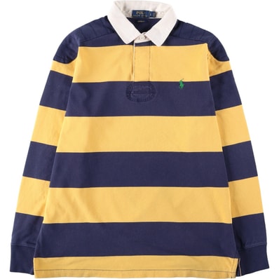 古着 ラルフローレン Ralph Lauren POLO RALPH LAUREN CUSTOM FIT ボーダー柄 長袖 ラガーシャツ メンズL相当/eaa648946