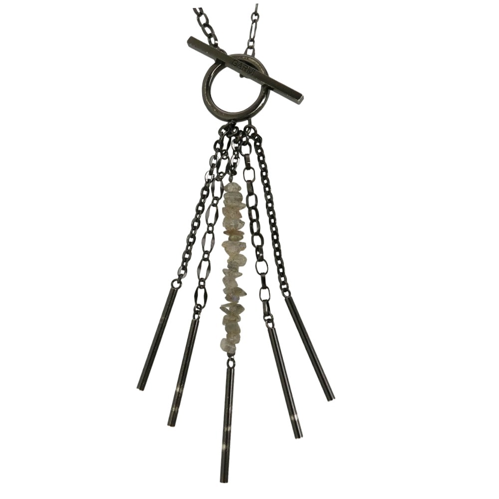 GARNI ガルニ ビーズ SVチェーン ネックレス ブラック系【中古】