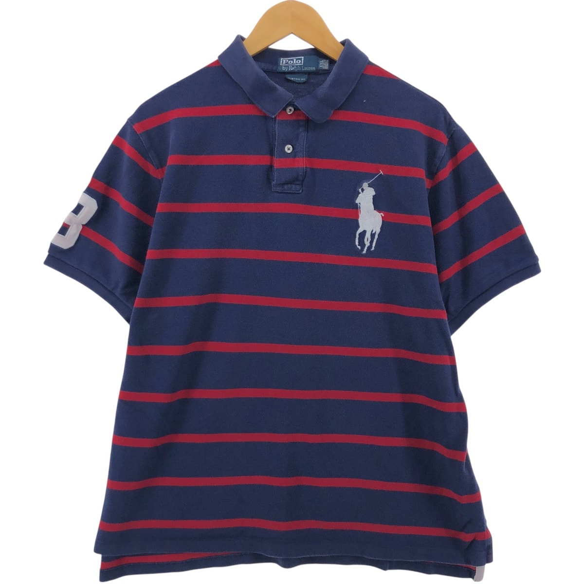 古着 ラルフローレン Ralph Lauren POLO by Ralph Lauren CUSTOM FIT 半袖 ボーダー ポロシャツ メンズXXL相当/eaa554632