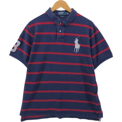 古着 ラルフローレン Ralph Lauren POLO by Ralph Lauren CUSTOM FIT 半袖 ボーダー ポロシャツ メンズXXL相当/eaa554632