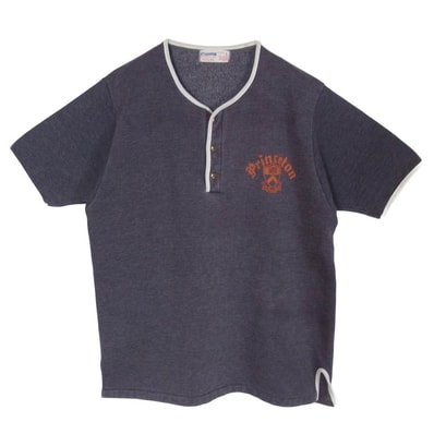 Champion チャンピオン ヴィンテージ ランタグ ヘンリーネック 半袖 スウェット ダークグレー系 L【中古】