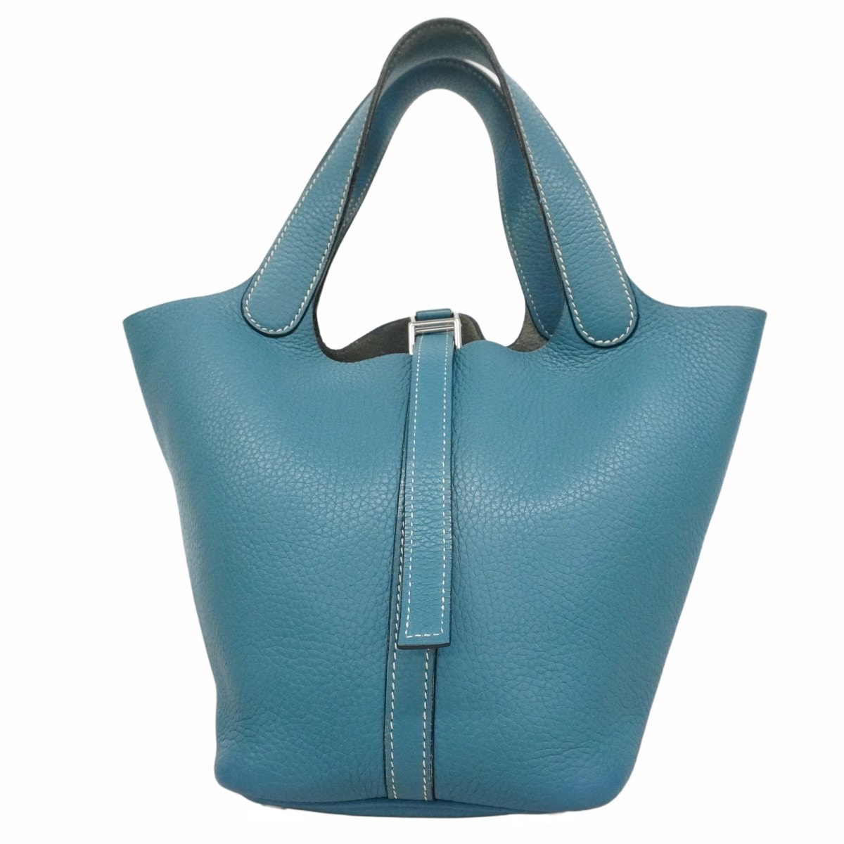 【6dd5492】エルメス ハンドバッグ ピコタンPM トリヨンクレマンス ブルージーン シルバー金具 □J刻印【中古】レディース