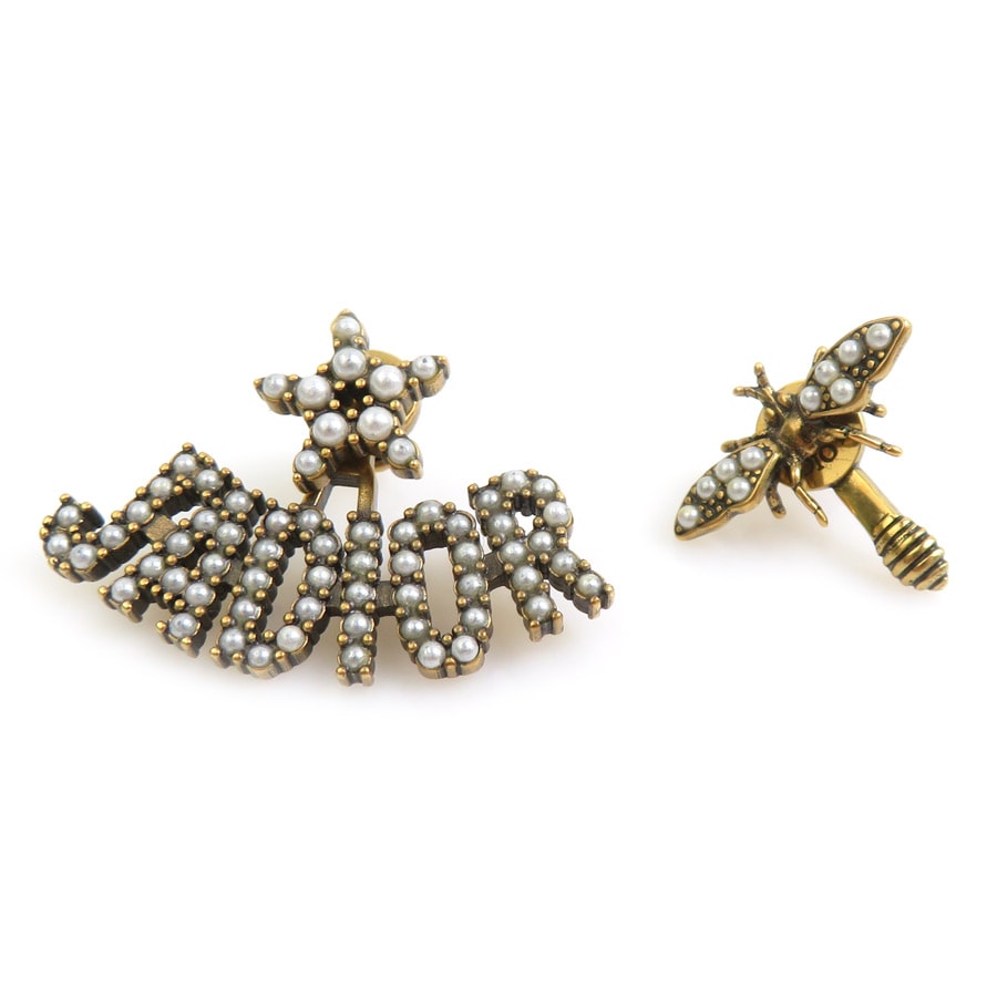 クリスチャンディオール Christian Dior ピアス JA DIOR Bee メタル/フェイクパール ゴールド/ホワイト レディース【中古】 e62053i