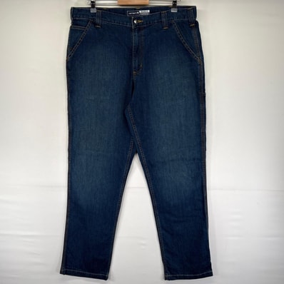 古着 カーハート Carhartt デニム パンツ デニムパンツ ツールポケット ワンポイントロゴ ジップ ストレート W38 L34 ブルー系 メンズ