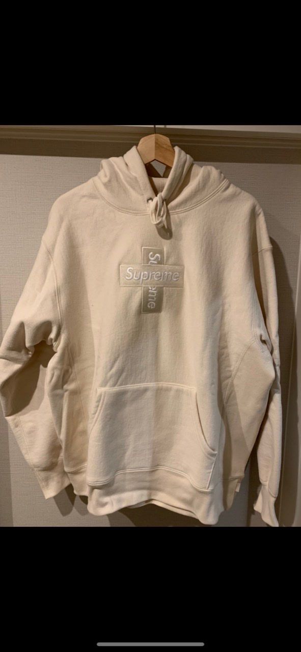 Supreme Cross Box Logo Hooded Sweatshirt "Natural"