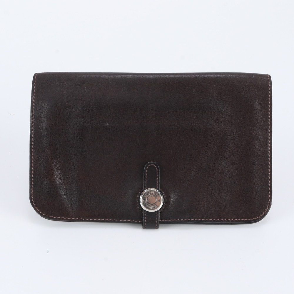■美品 エルメスドゴン □D 刻印 GM長財布 レザー