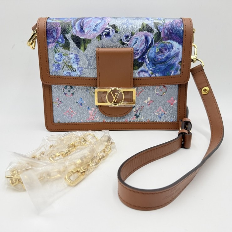 LOUIS VUITTON(ルイ・ヴィトン)ドーフィーヌ MM LVガーデン ショルダーバッグ フラワープリント RFID反応あり