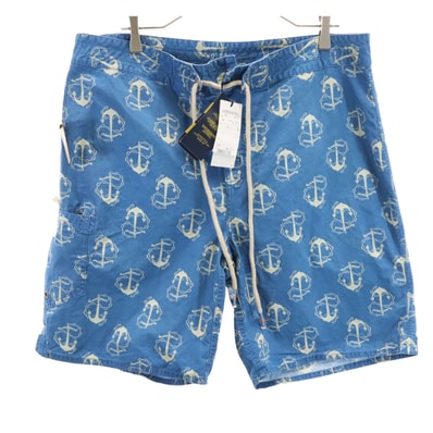 RALPH LAUREN RUGBY ラルフローレン ラグビー 未使用 総柄 ショートパンツ W36 ブルー系 イカリ タグ付き