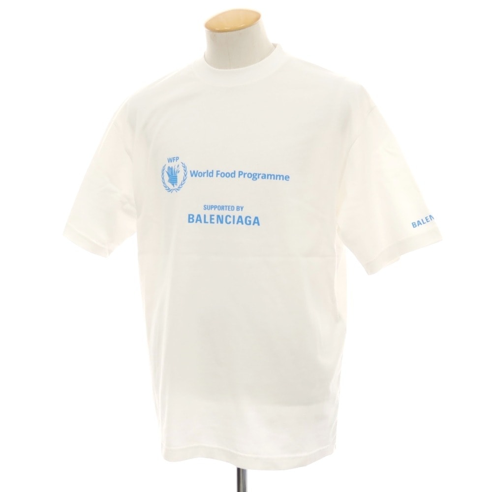 【中古】バレンシアガ BALENCIAGA コットン クルーネック 半袖Tシャツ ホワイト【サイズXS】【メンズ】