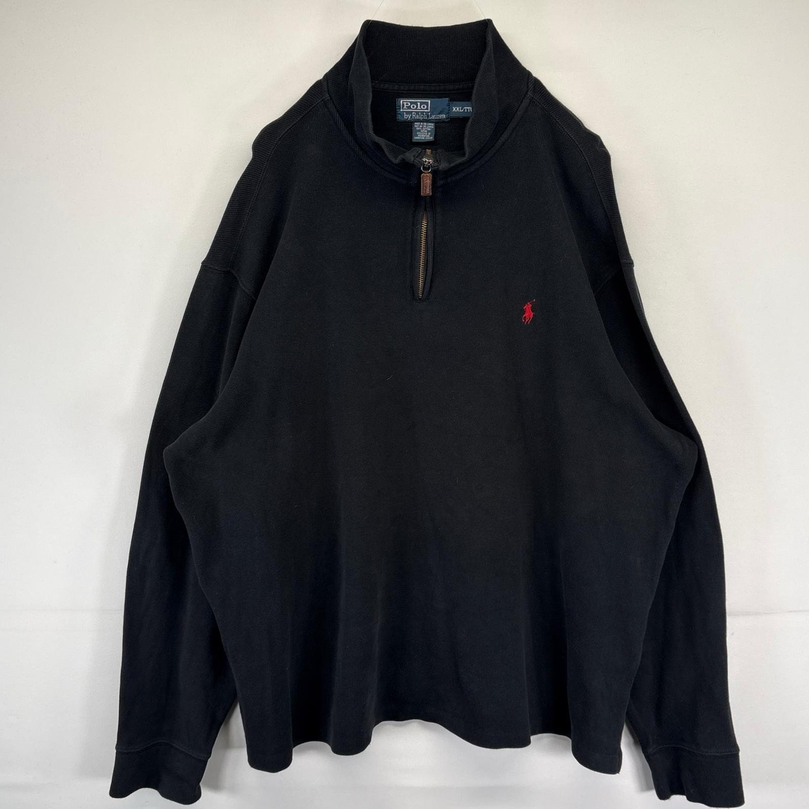 古着 ポロバイラルフローレン Polo by Ralph Lauren スウェット トレーナー ニット ワンポイントロゴ刺繍 2XL  ブラック メンズ