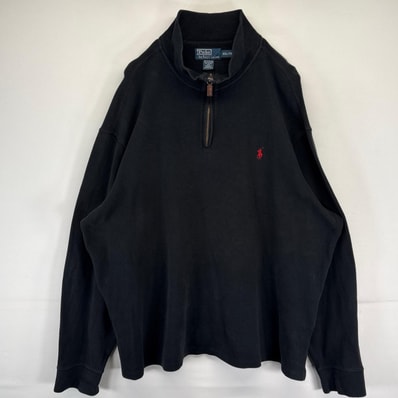 古着 ポロバイラルフローレン Polo by Ralph Lauren スウェット トレーナー ニット ワンポイントロゴ刺繍 2XL ブラック メンズ