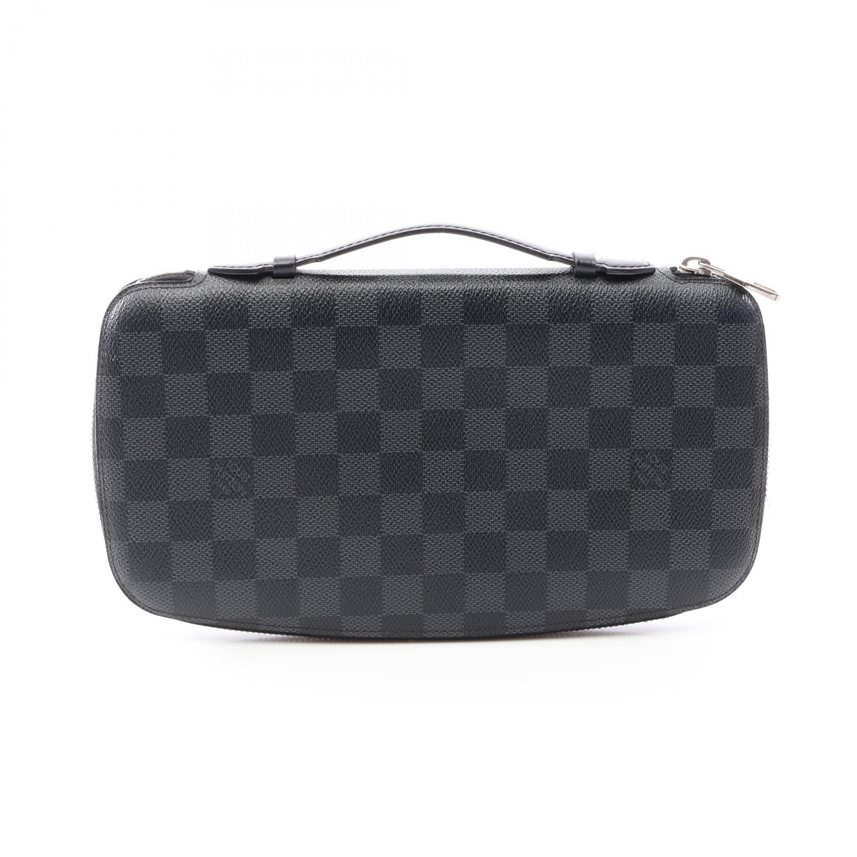 ルイ・ヴィトン LOUIS VUITTON アトール ラウンド長財布 財布 レザー PVC ダミエ・グラフィット メンズ ブラック系 N48255 【中古】