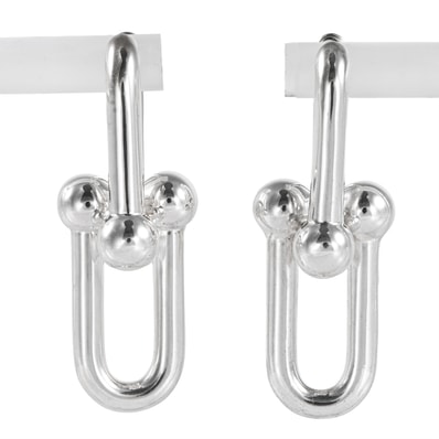 TIFFANY&Co. ティファニー ハードウェア ラージ リンク ピアス スターリングシルバー シルバー【中古】