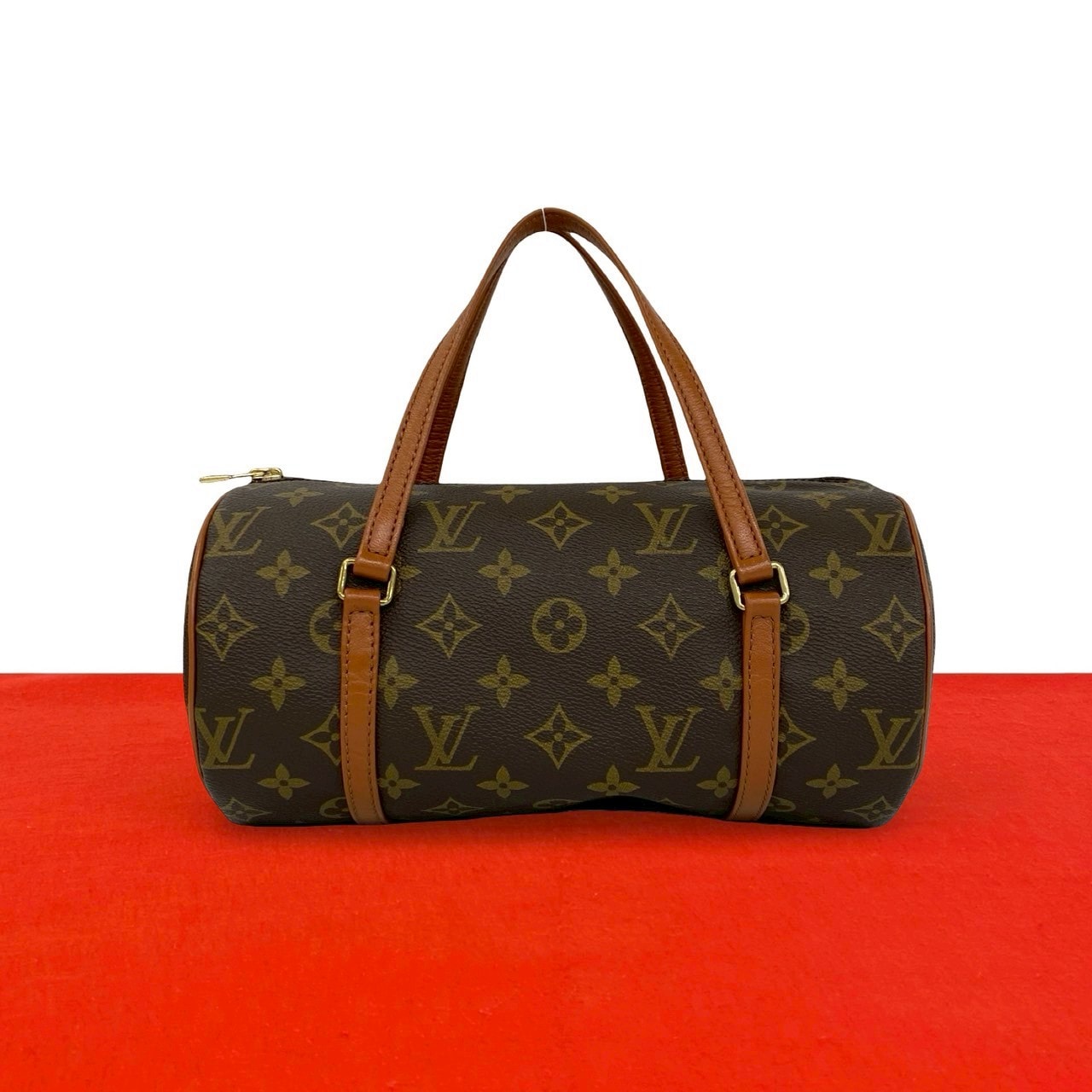 LOUIS VUITTON ルイヴィトン パピヨン 26 モノグラム PVC レザー ハンドバッグ ブラウン
 403-1
