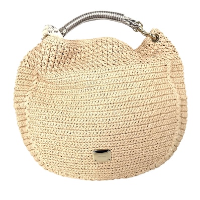 JIMMY CHOO ジミーチュウ ハンドバッグ ストローバッグ トートバッグ 肩掛け 斜め掛け かごバッグ ラフィア パイソン ベージュ ゴールド金具 レディース 春 夏【中古品】