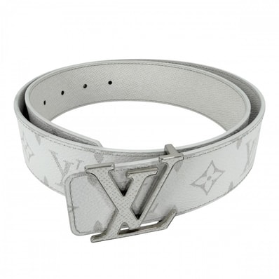 LOUIS VUITTON ルイヴィトン ベルト LV イニシャル 40MM リバーシブル ファッションアイテム 小物 85/34 M0713 ホワイト 白 シルバー金具 メンズ 美品【中古品】