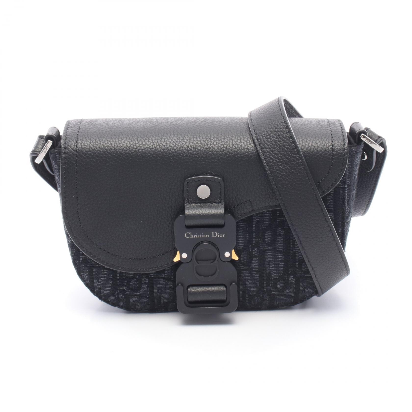 ディオール Dior SADDLE サドル オブリーク スモール メッセンジャーバッグ ショルダーバッグ バッグ キャンバス レザー メンズ ブラック系 2ADCA435YKS 【中古】
