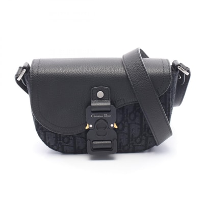 ディオール Dior SADDLE サドル オブリーク スモール メッセンジャーバッグ ショルダーバッグ バッグ キャンバス レザー メンズ ブラック系 2ADCA435YKS 【中古】
