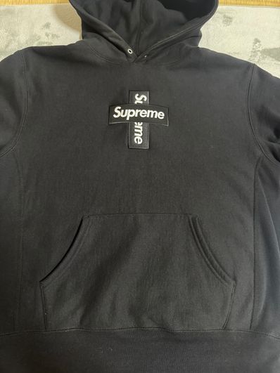 Supreme Cross Box Logo Hooded Sweatshirt "Black"