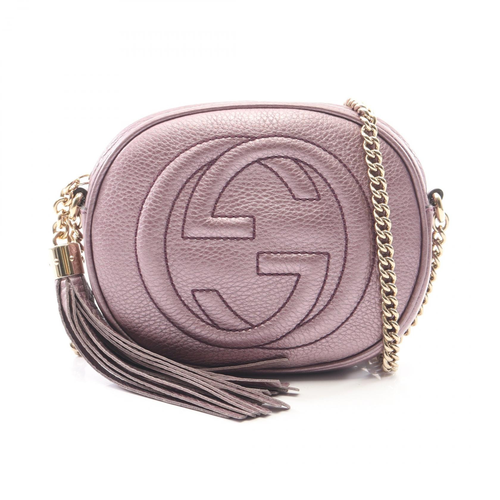 グッチ GUCCI ソーホー タッセル メタリック ショルダーバッグ バッグ レザー レディース パープル系 353965 AH90G 【中古】