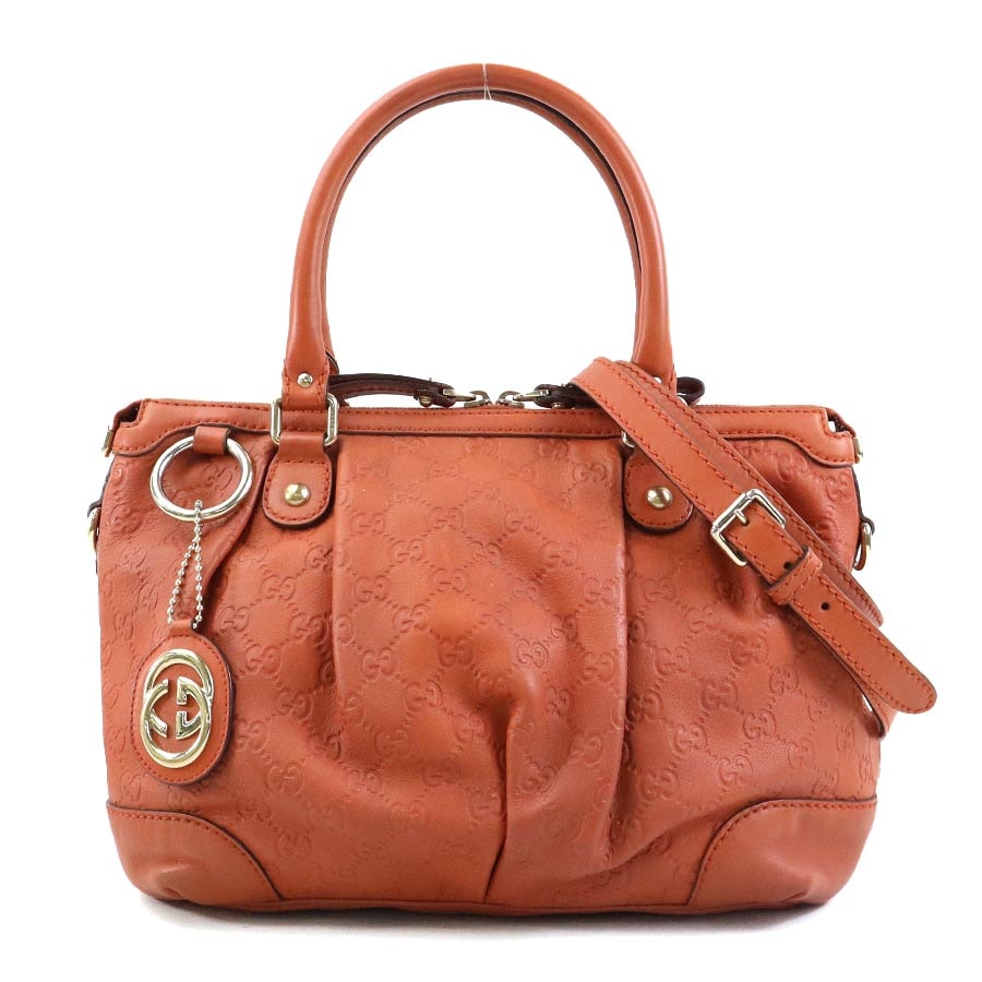グッチ GUCCI ハンドバッグ ショルダーバッグ スーキー レザー オレンジ レディース 247902【中古】 h31254a