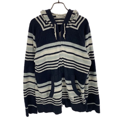 GELATO PIQUE HOMME ジェラートピケオム ボーダー 長袖 ルームウェア M ネイビー×ホワイト ジップパーカー