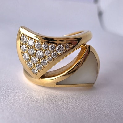 【値下げ】BVLGARI ブルガリ ディーヴァ ドリーム MOP マザーオブパール ダイヤモンド K18PG 750PG ピンクゴールド 15.5号 8.3g リング・指輪 K18ピンクゴールド レディース【中古】