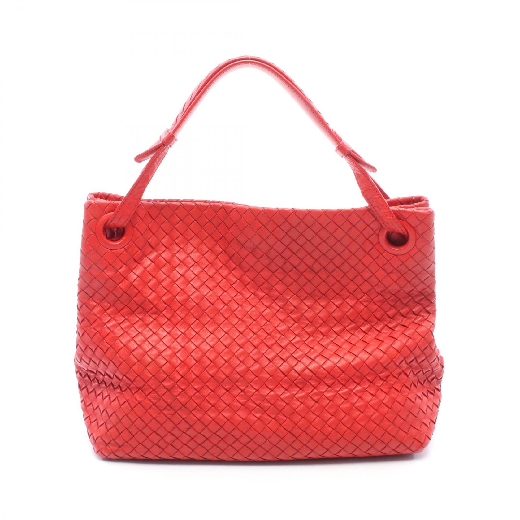 ボッテガヴェネタ BOTTEGA VENETA イントレチャート トートバッグ バッグ レザー レディース レッド系 【中古】