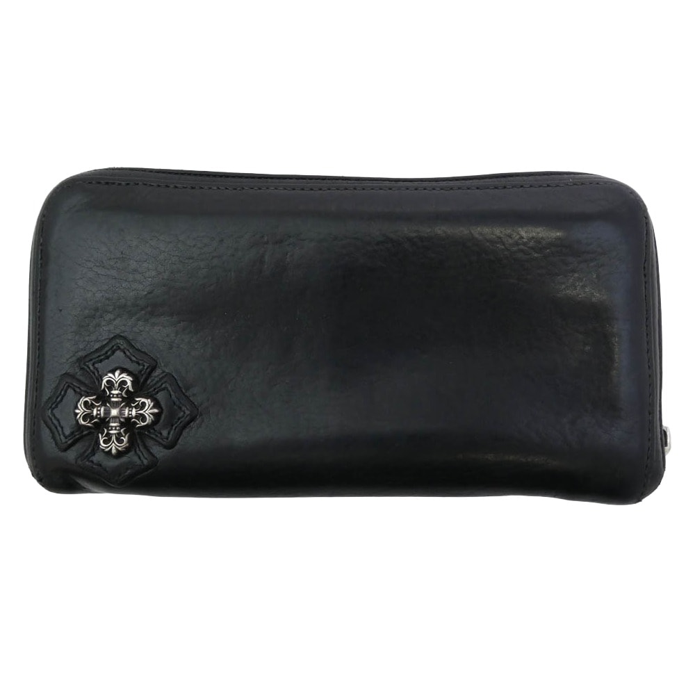 CHROME HEARTS クロムハーツ(原本無) 財布 REC F ZIP フィリグリープラス ダガージップ レザー ウォレット 財布 ブラック系 シルバー系【中古】