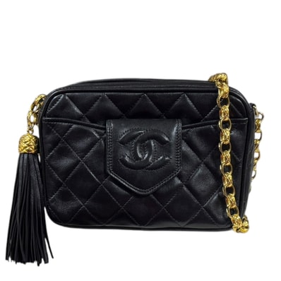 シャネル マトラッセ ショルダーバッグ ラムスキン ブラック レディース CHANEL 中古