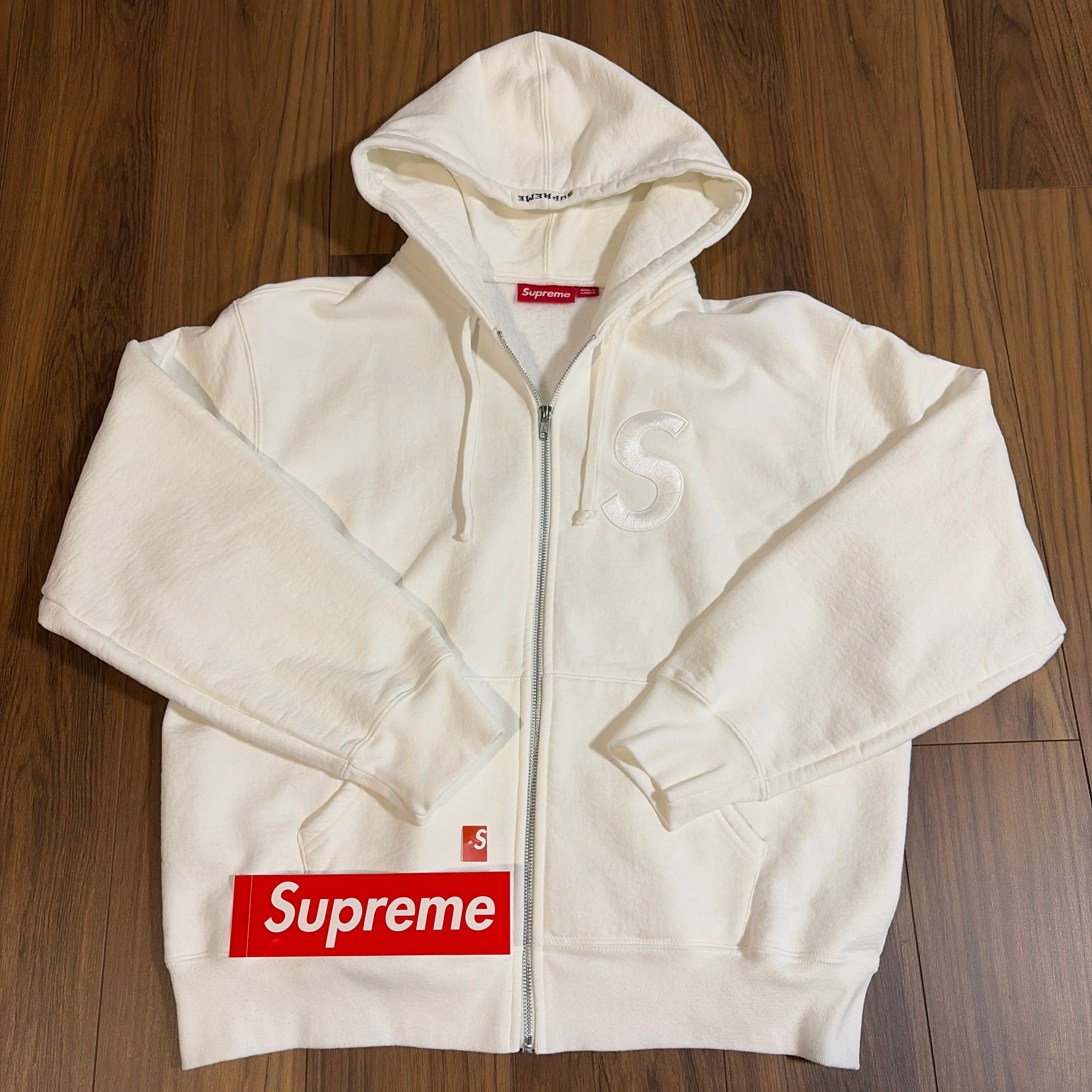 Supreme S Logo Zip Up Hooded Sweatshirt (25FW) "White"