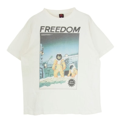 SAINT MICHAEL セントマイケル Tシャツ 24SS SM-YS8-0000-C22 × FREEDOM フリーダム FD SS TEE ASTRO 大友克洋 ヴィンテージ加工 グラフィックプリント Tシャツ 半袖カットソー ホワイト系 L【中古】