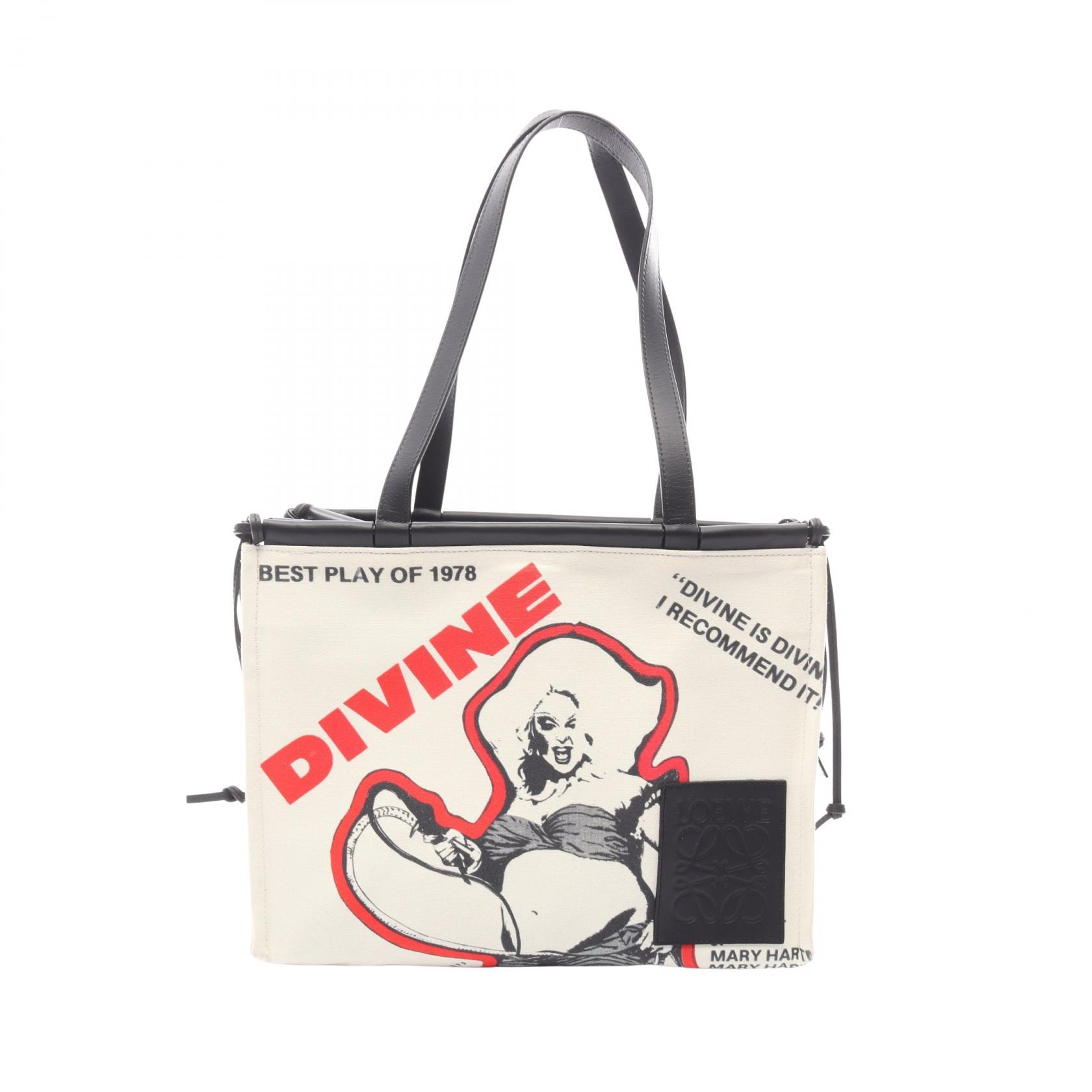 ロエベ LOEWE LOEWE × Divine クッショントート トートバッグ バッグ キャンバス レディース アイボリー系 A612B90X26 【中古】