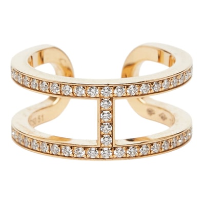 エルメス K18YG イエローゴールド 750 ダイヤモンド0.59ct エヴァー シェーヌダンクル リング 指輪 レディース HERMES 11号 【中古】