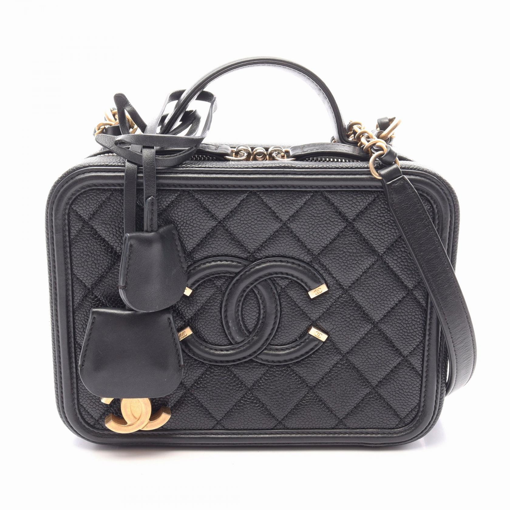 シャネル CHANEL CCフィグリー バニティバッグ 2WAY ショルダーバッグ バッグ キャビアスキン(グレインドカーフ) レディース ブラック系 A93343 【中古】