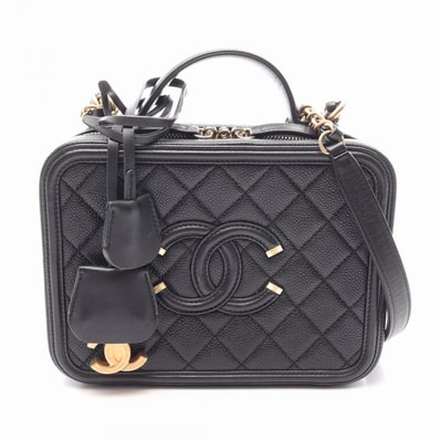 シャネル CHANEL CCフィグリー バニティバッグ 2WAY ショルダーバッグ バッグ キャビアスキン(グレインドカーフ) レディース ブラック系 A93343 【中古】