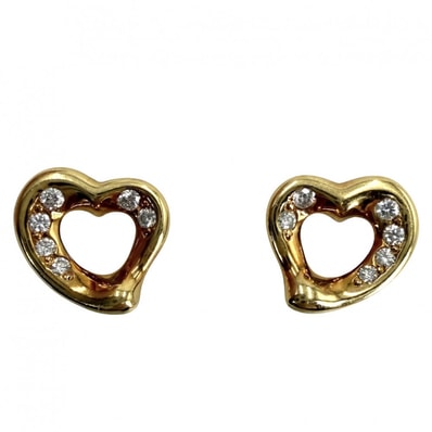TIFFANY&Co. ティファニー ピアス エルサ・ペレッティ オープン ハート スタッド ピアス ジュエリー アクセサリー 18金YG Au750 K18イエローゴールド ダイヤモンド レディース 約2.9g【中古品】