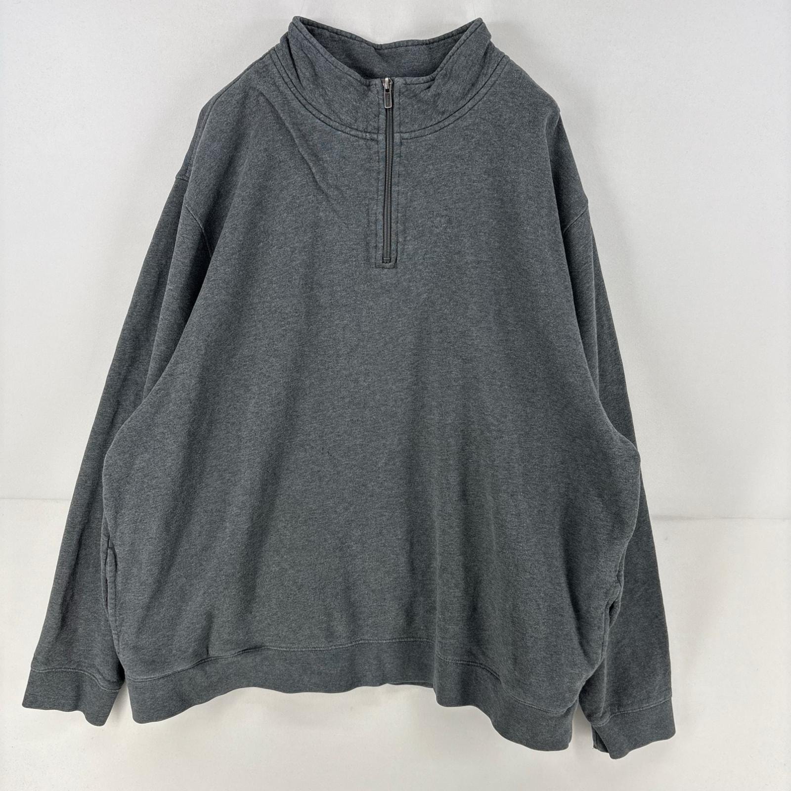 古着 エルエルビーン L.L.Bean スウェット ハーフジップ トレーナー 大きいサイズ 2XL グレー 無地 メンズ