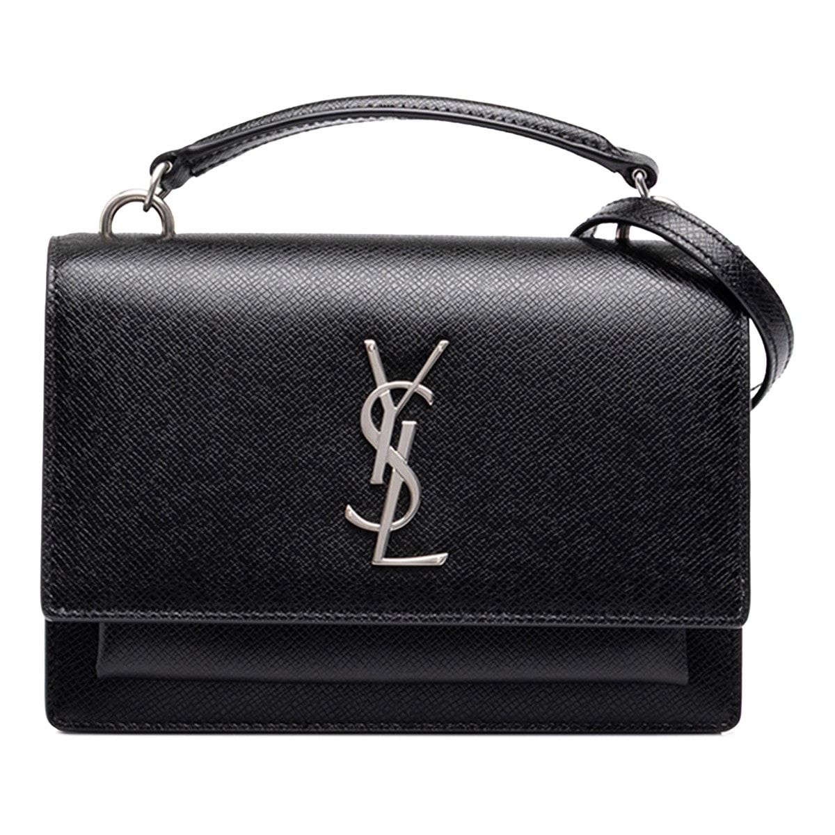 サンローラン サンセット ハンドバッグ 2WAY チェーン ショルダーバッグ 533026 ブラック レザー レディース SAINT LAURENT 中古