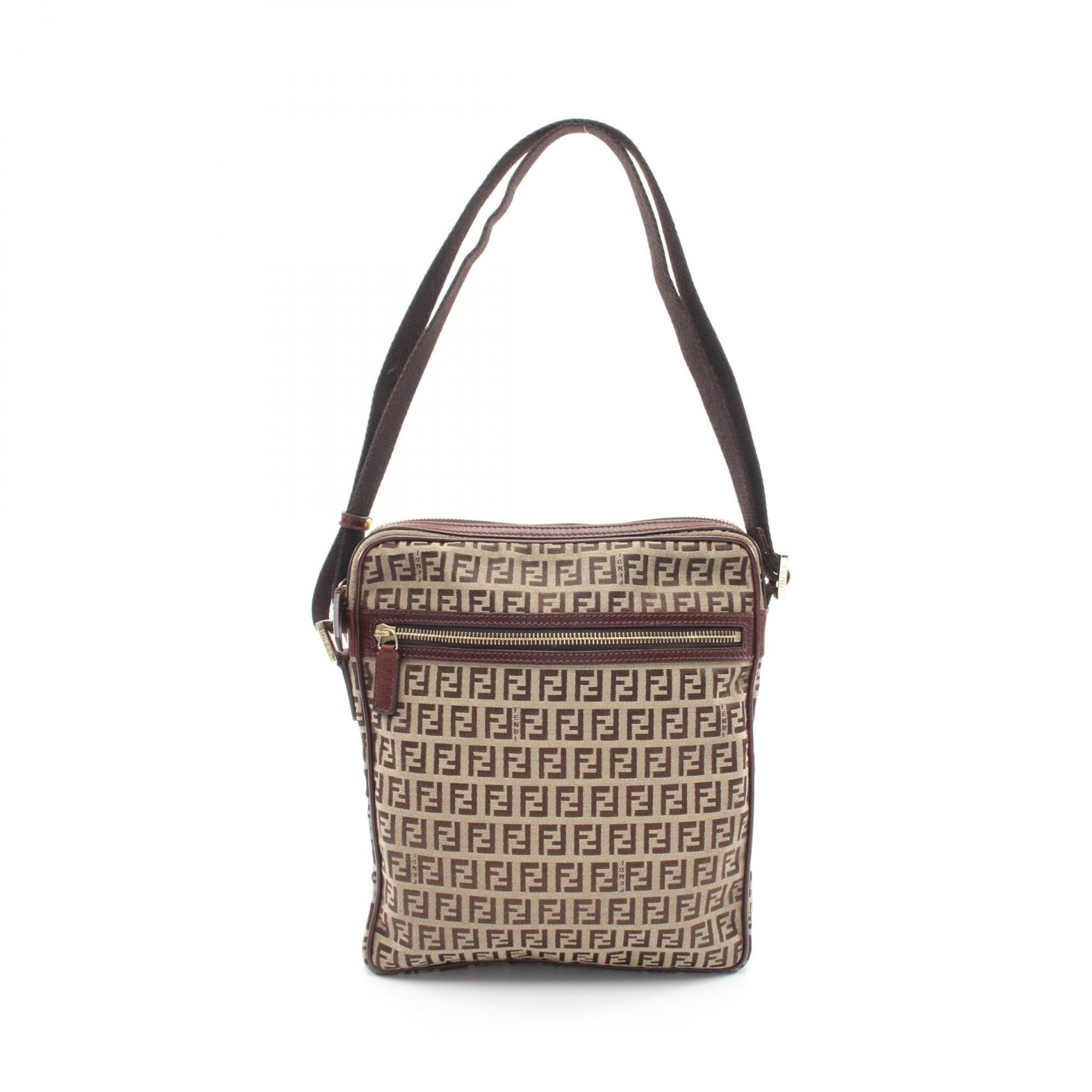 フェンディ FENDI ズッキーノ ショルダーバッグ バッグ キャンバス レザー レディース ベージュ系 / ブラウン系 【中古】